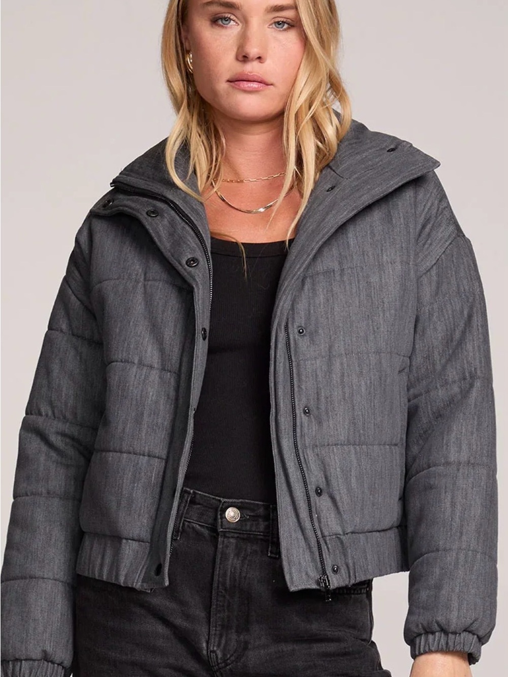 saltwater LUXE Kaylie washed black Quilted Puffer Jacket small